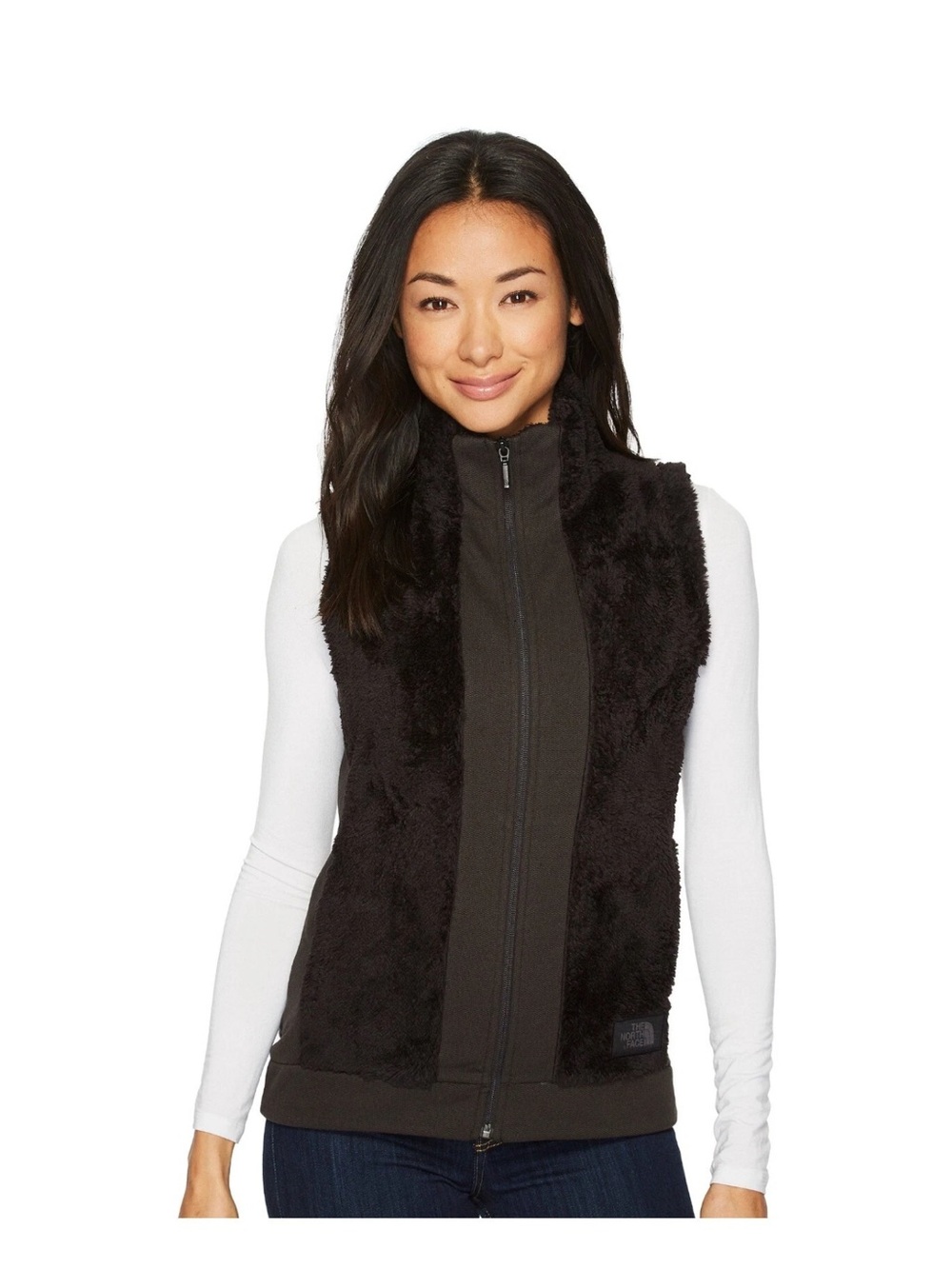 The North Face Women’s Jacket Furry Fleece Vest Full Zip Soft Black XLarge